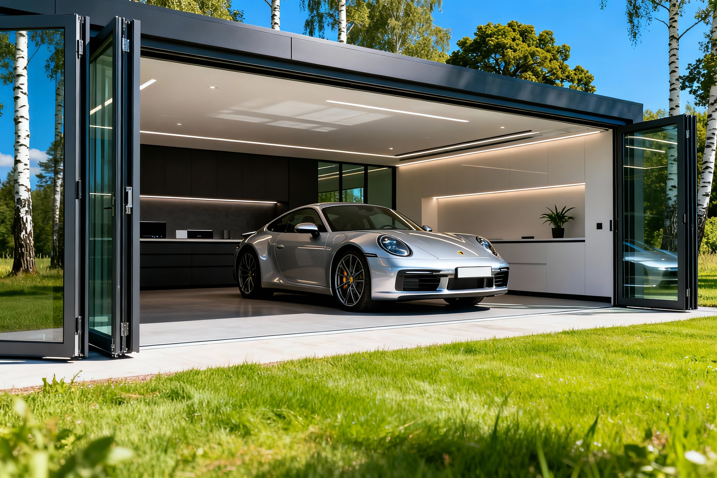 Гаражи из металла и сэндвич-панелей на 1-2 машины под ключ