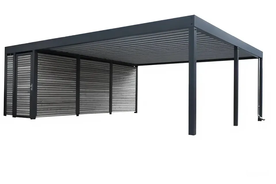 Навес с хозблоком в Московской области - прозрачная крыша