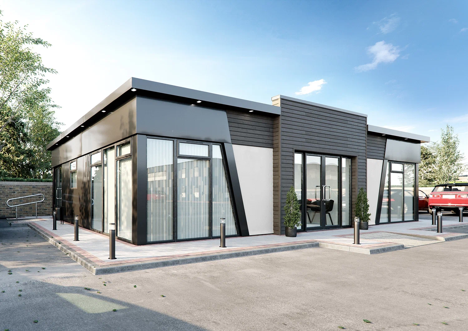 Павильон для кафе - модульное кафе из панелей с кухней