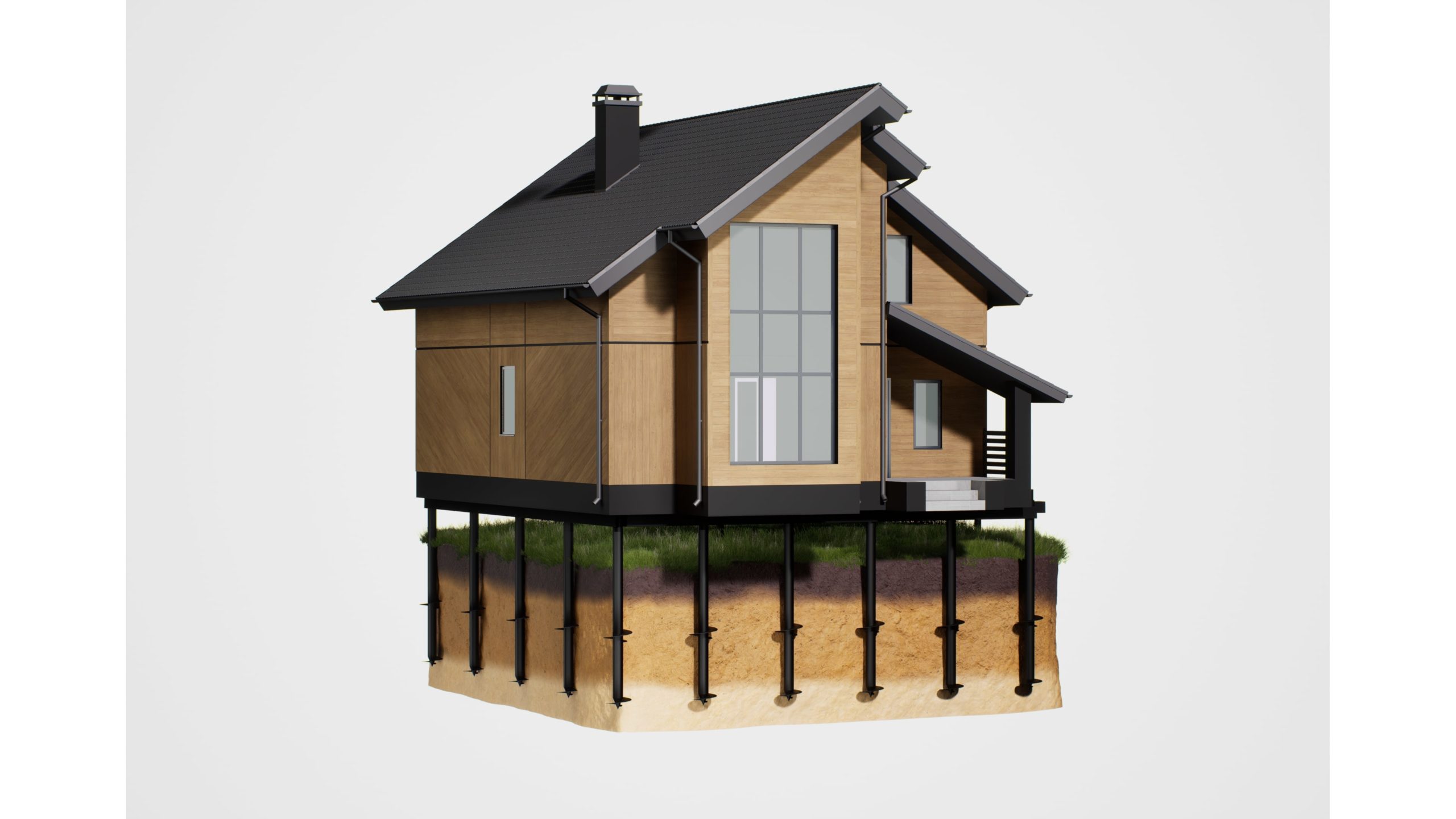 Готовый свайный фундамент для жилого дома - завершенный проект